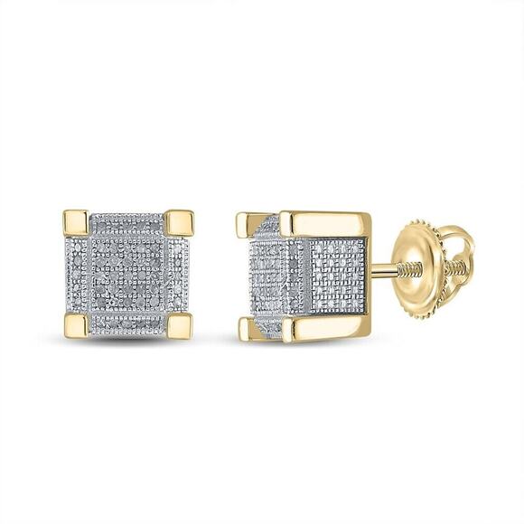 0.25cttw Diamond Square Stud Earrings 925 Sterling Silver - Picture 1 of 1